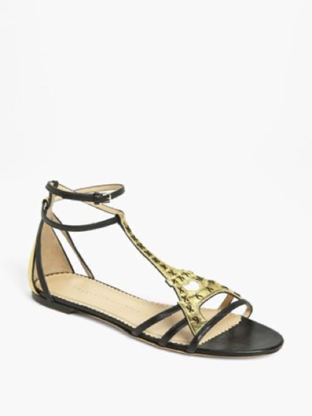 Charlotte Olympia Black/Gold Leather Parisienne Eiffel Tower Flats size 40